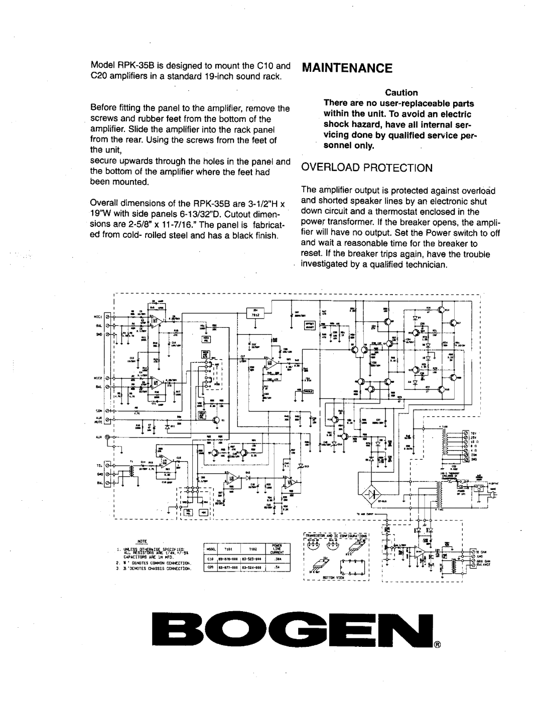 Bogen C10MOH manual 