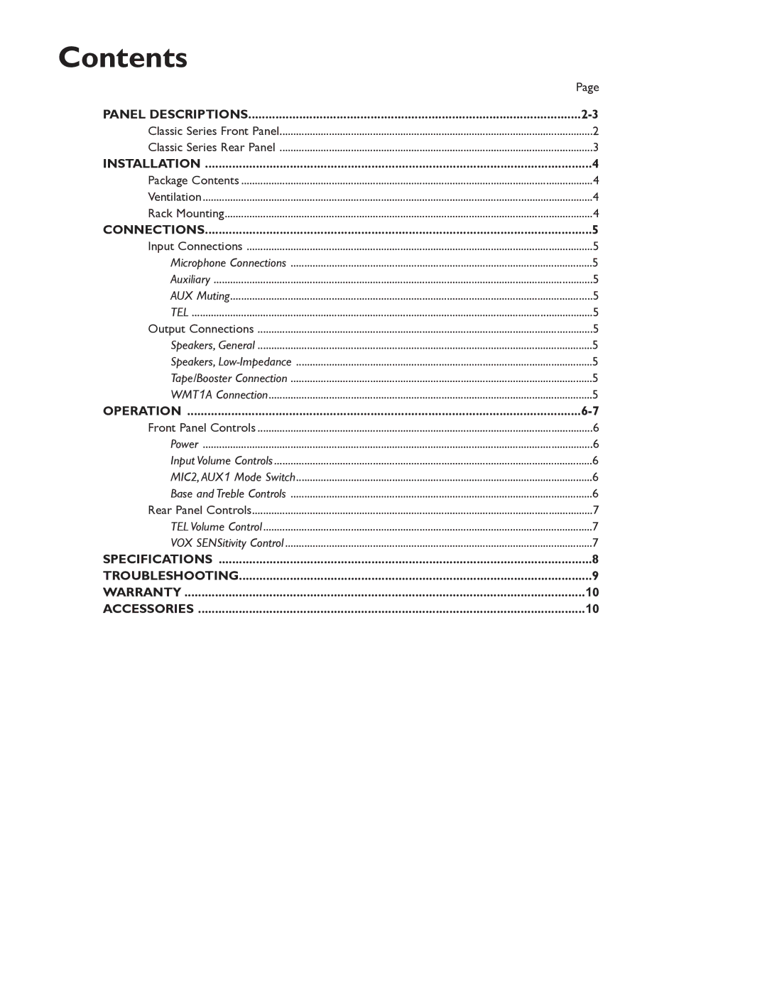 Bogen C60, C35, C100 specifications Contents 