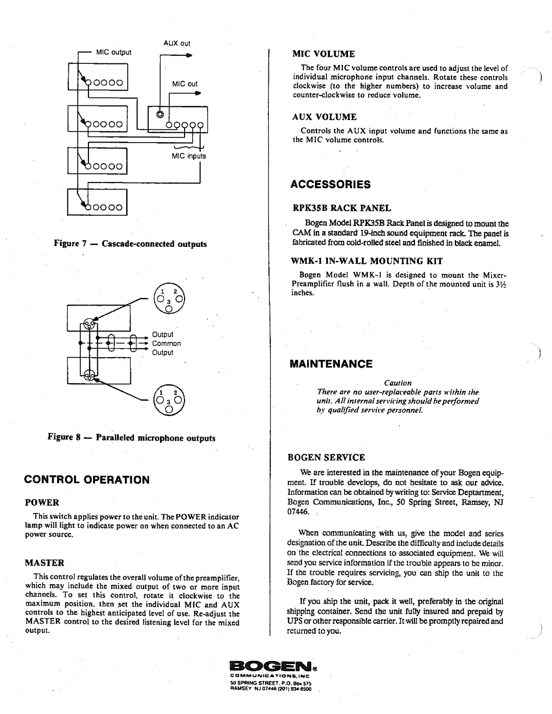 Bogen CAM manual 