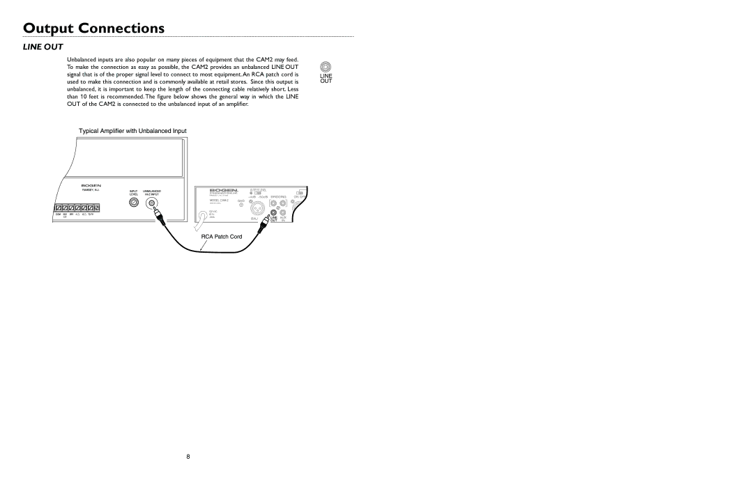 Bogen CAM2 specifications Line OUT 