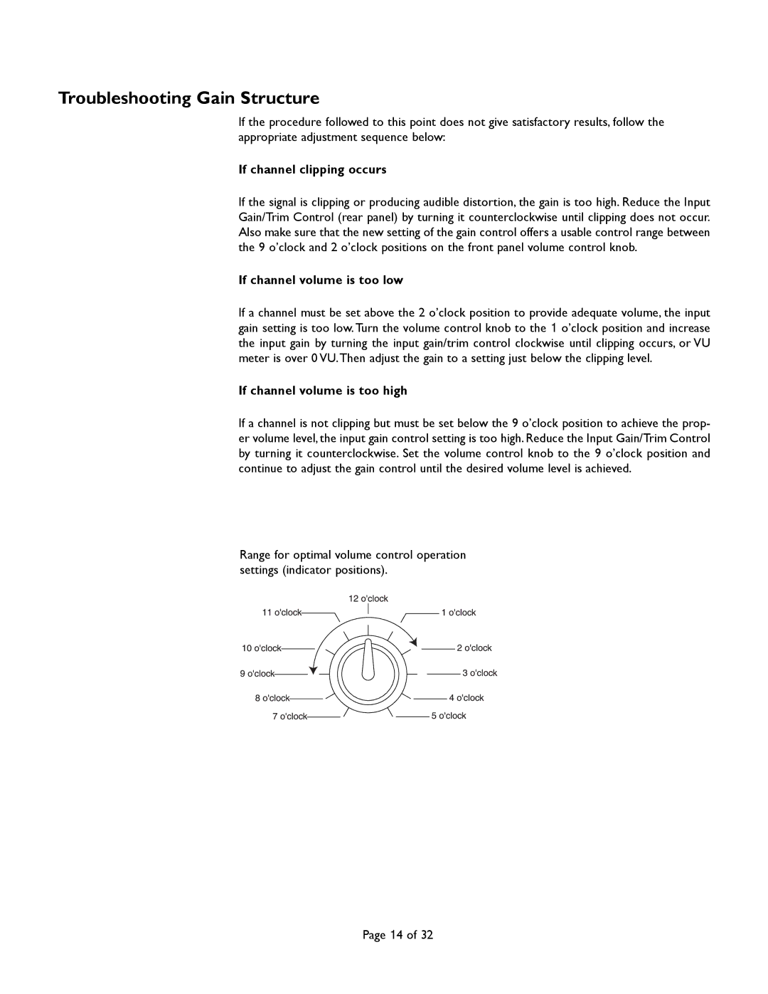 Bogen CAM8PRO manual Troubleshooting Gain Structure, If channel clipping occurs, If channel volume is too low 