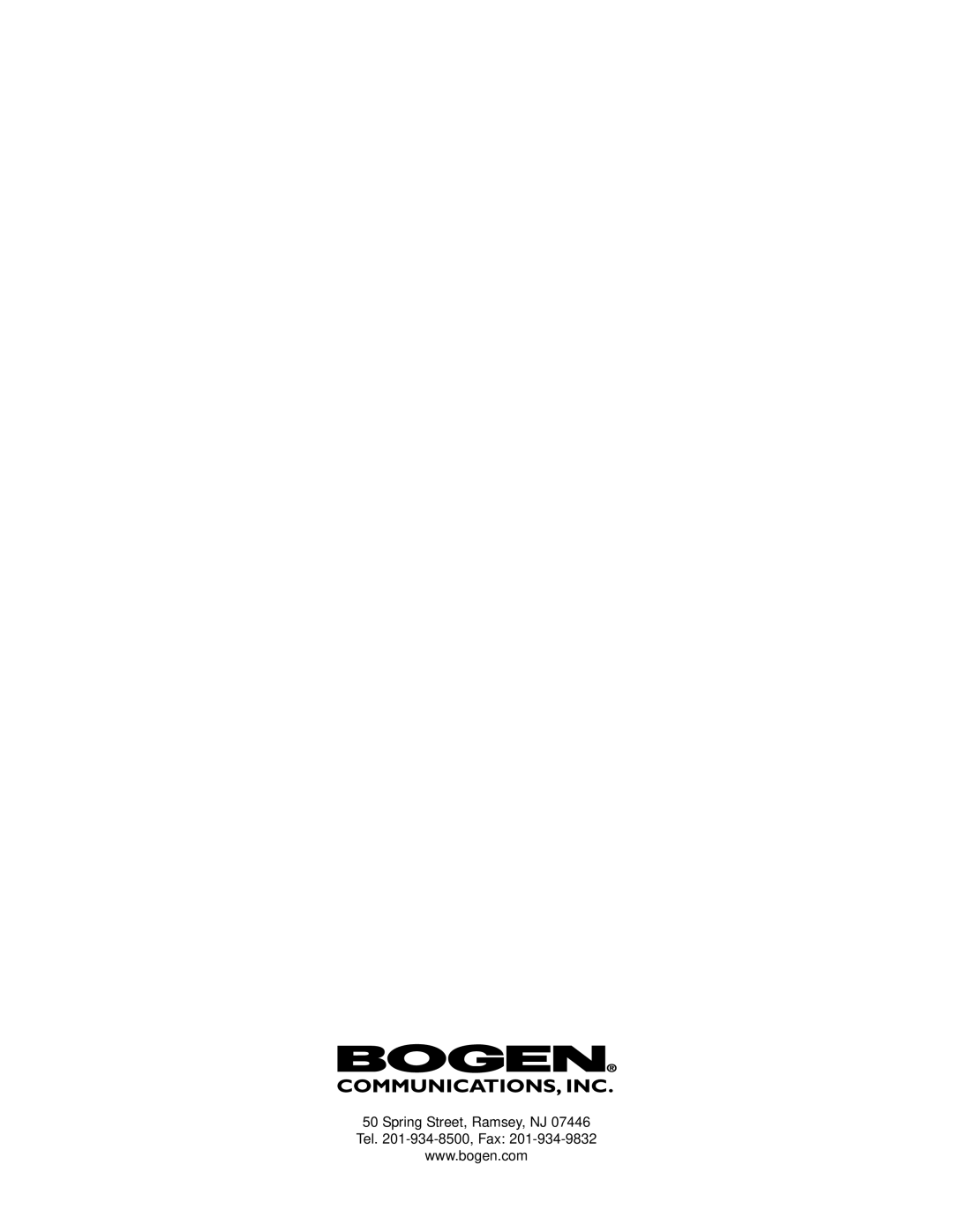 Bogen CAM8PRO manual Spring Street, Ramsey, NJ Tel -934-8500, Fax 