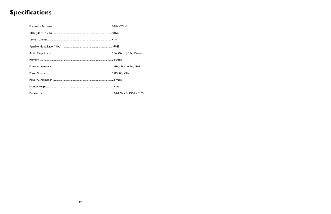 Bogen CDC-3 specifications Specifications 