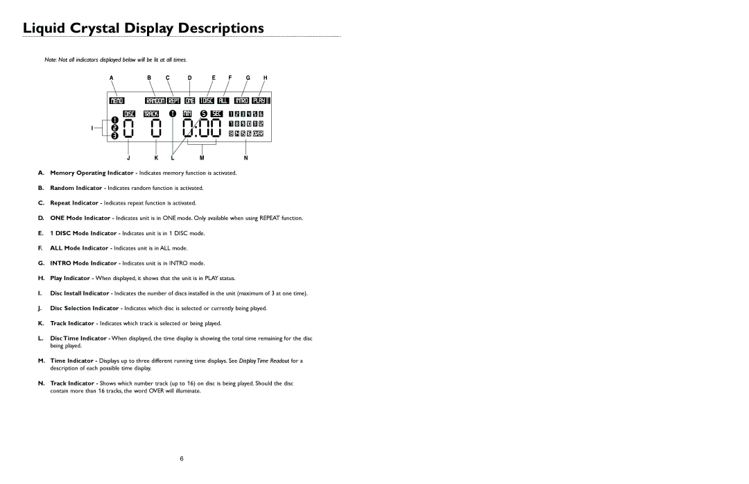 Bogen CDC-3 specifications Liquid Crystal Display Descriptions 