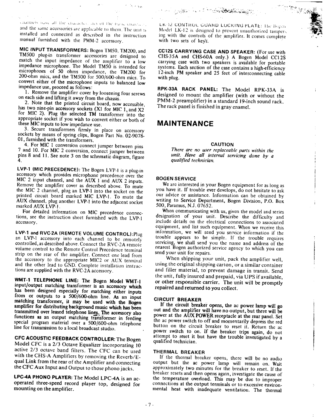 Bogen CHS-35A manual 