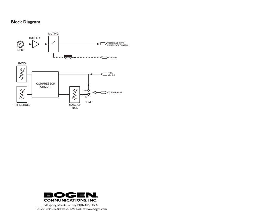 Bogen CMP1R specifications Block Diagram 