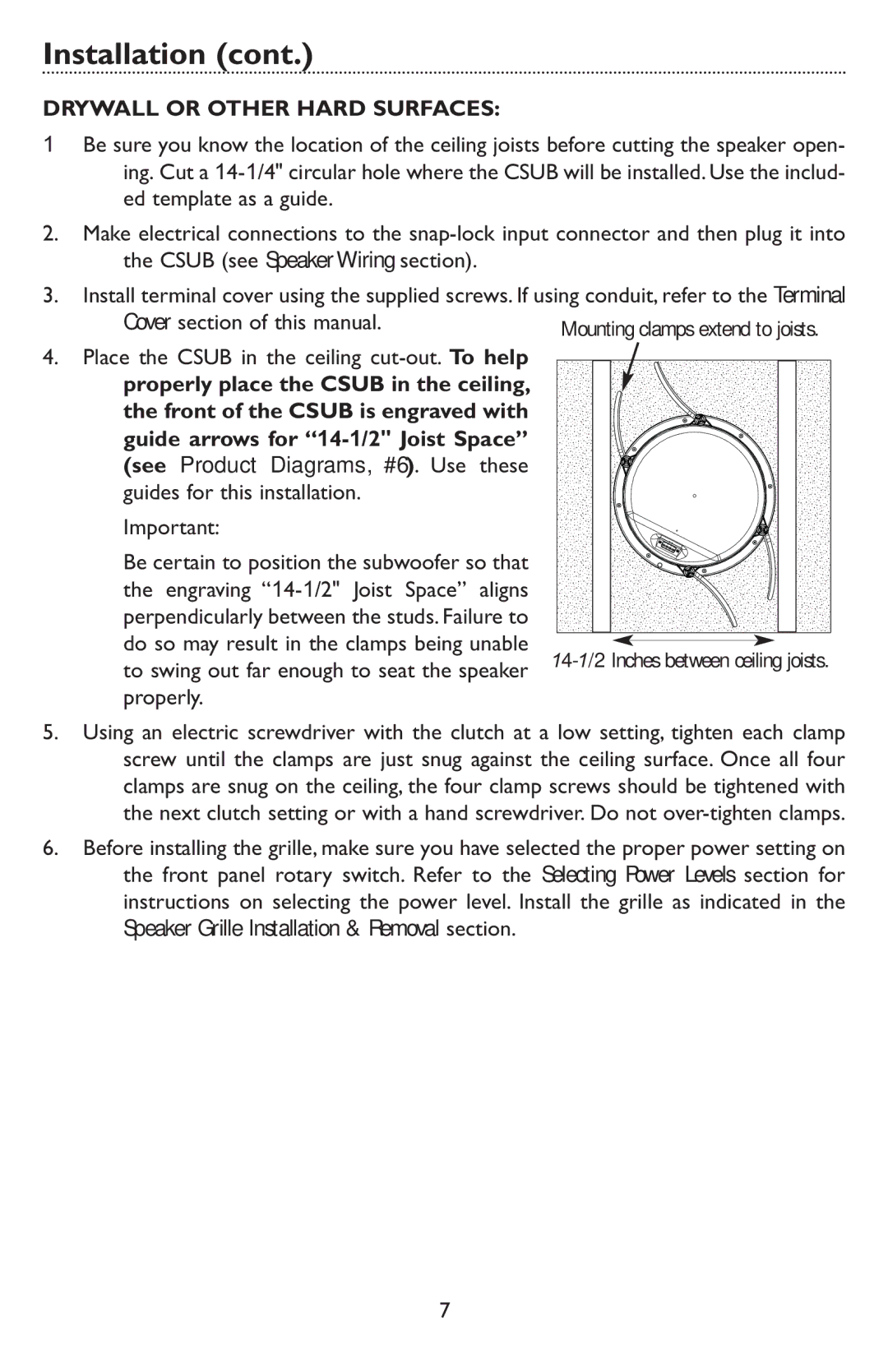 Bogen CSUB specifications Drywall or Other Hard Surfaces 