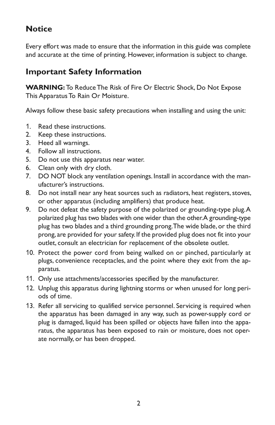 Bogen DST1 specifications Important Safety Information 