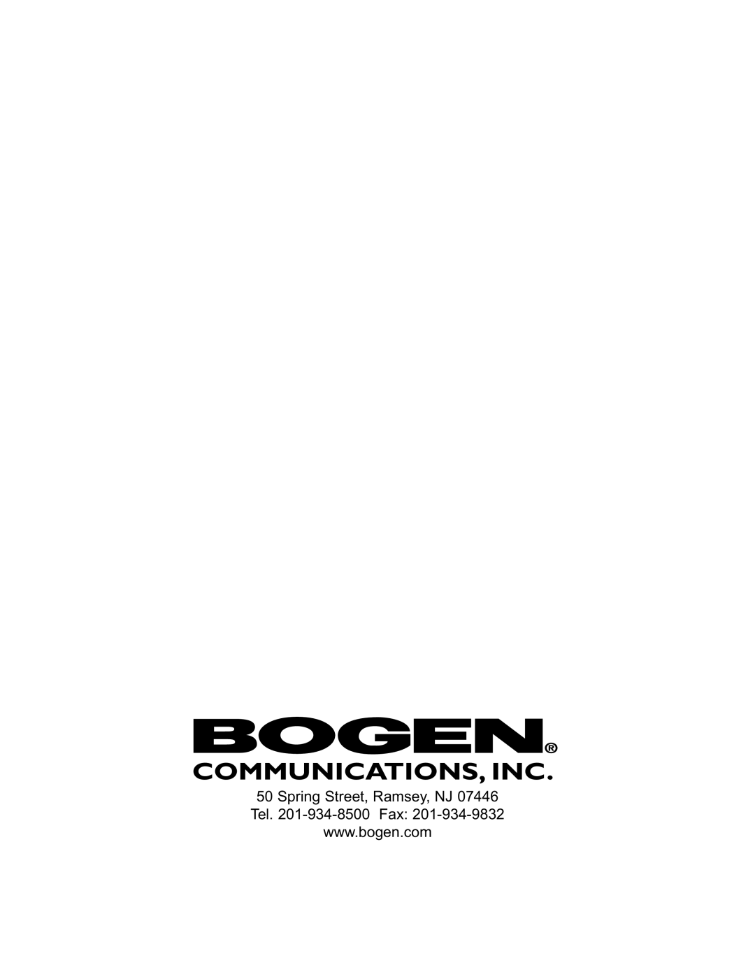 Bogen GS-60, GS-150, GS-100, GS-250, GS-35 manual Spring Street, Ramsey, NJ Tel -934-8500 Fax 