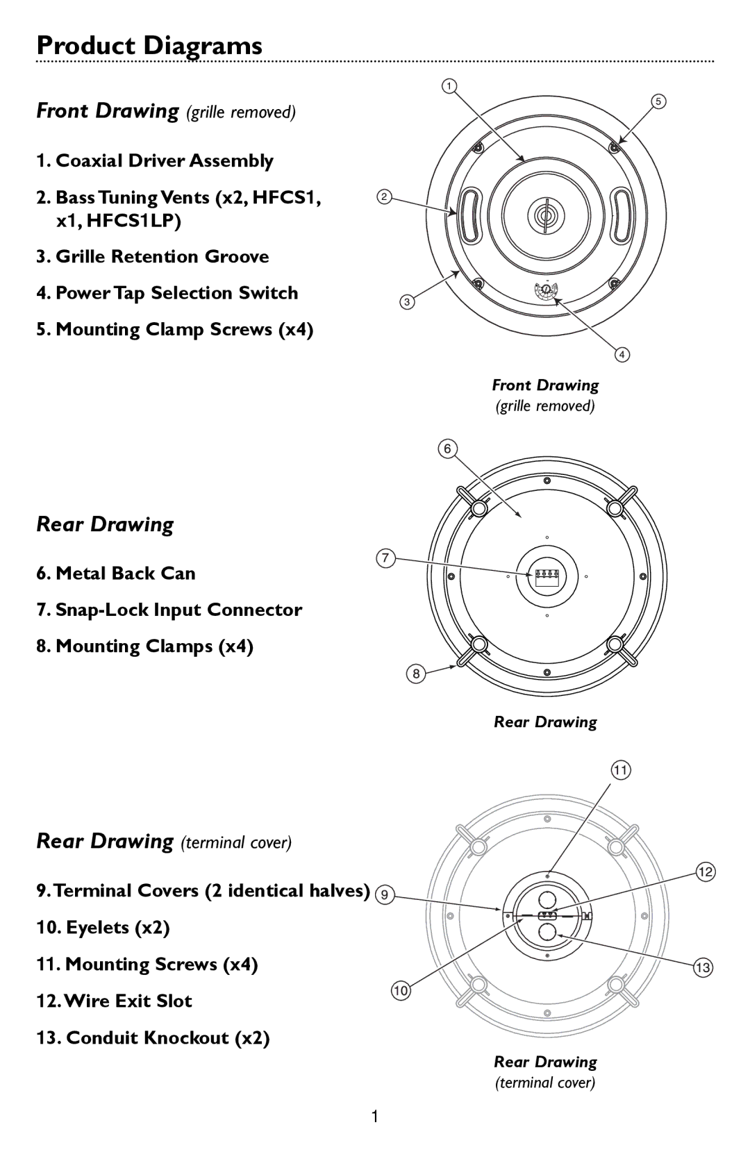 Bogen HFCS1LP specifications Product Diagrams, Rear Drawing 