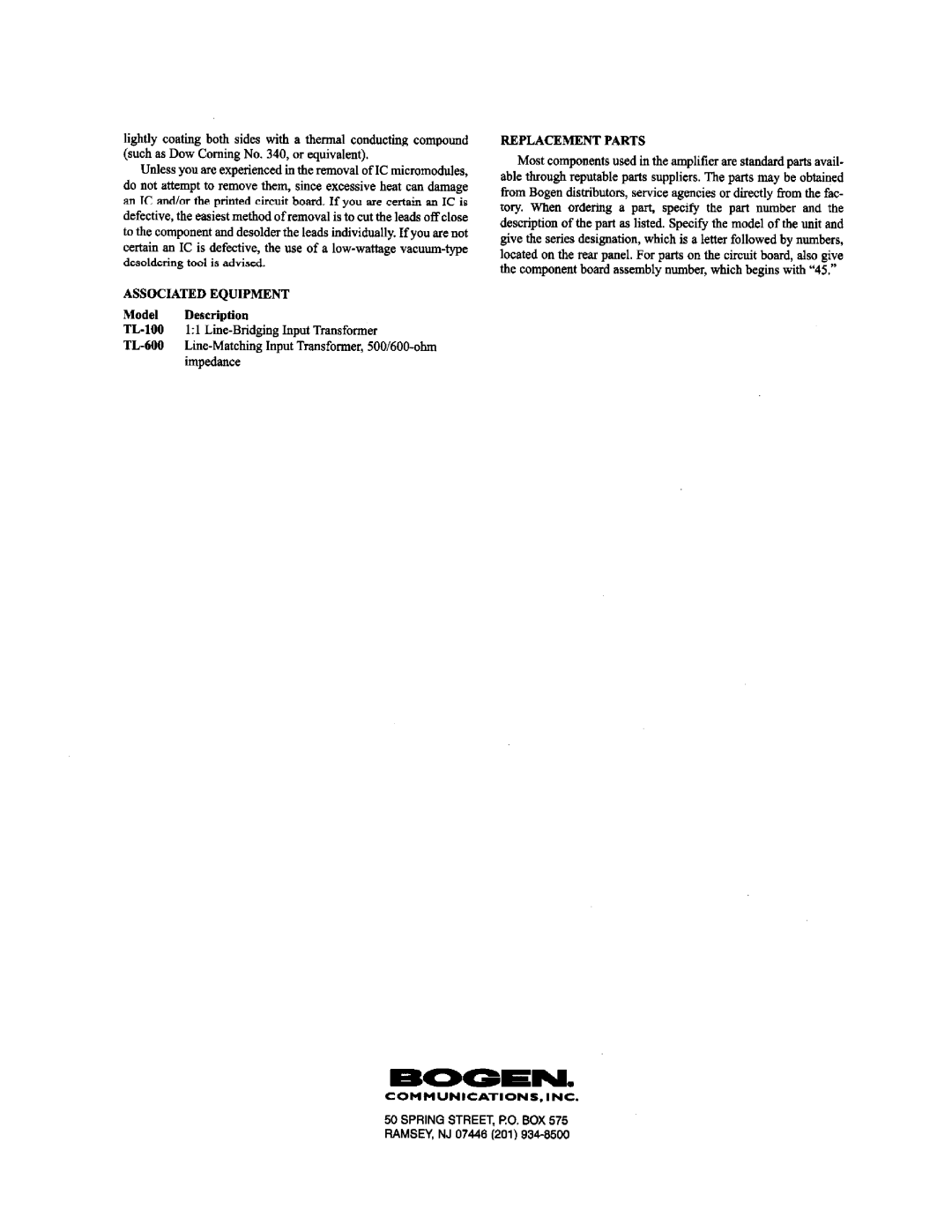 Bogen HTA-125A manual 