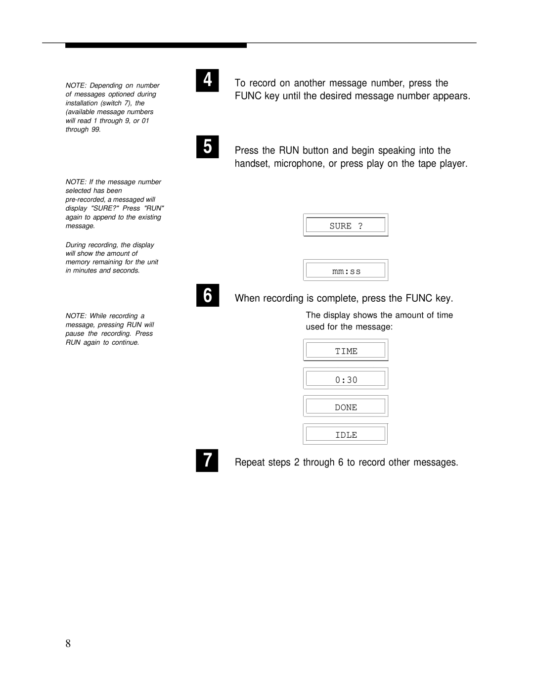 Bogen LUMDMU manual When recording is complete, press the Func key 