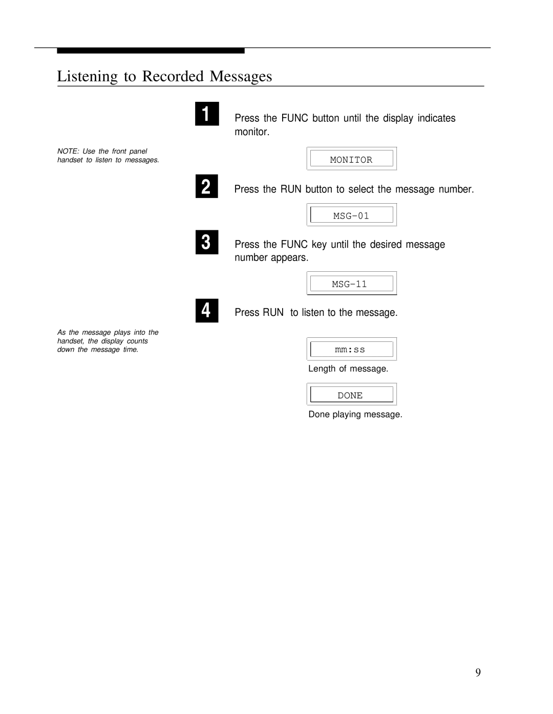 Bogen LUMDMU manual Listening to Recorded Messages 