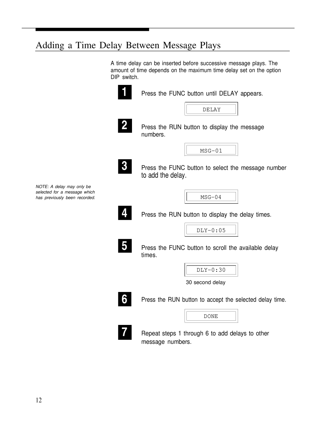 Bogen LUMDMU manual Adding a Time Delay Between Message Plays 