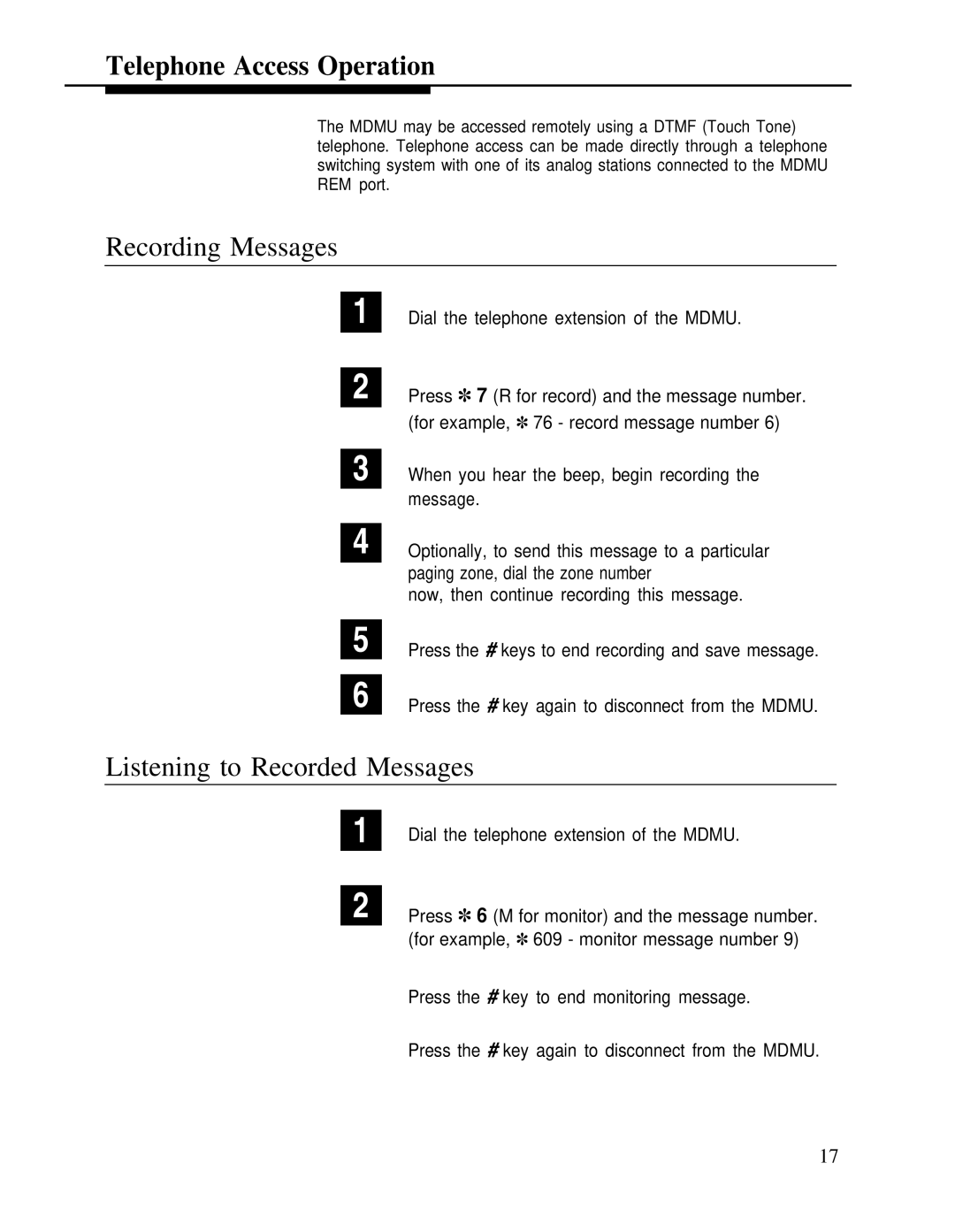 Bogen LUMDMU manual Telephone Access Operation 