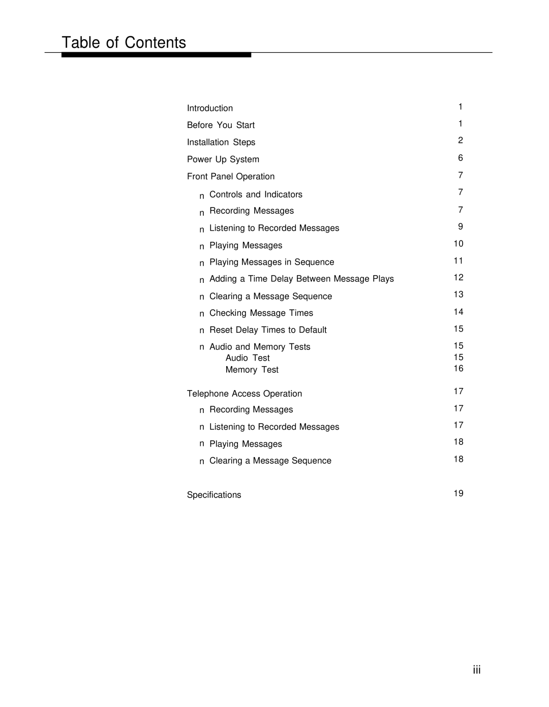 Bogen LUMDMU manual Table of Contents 