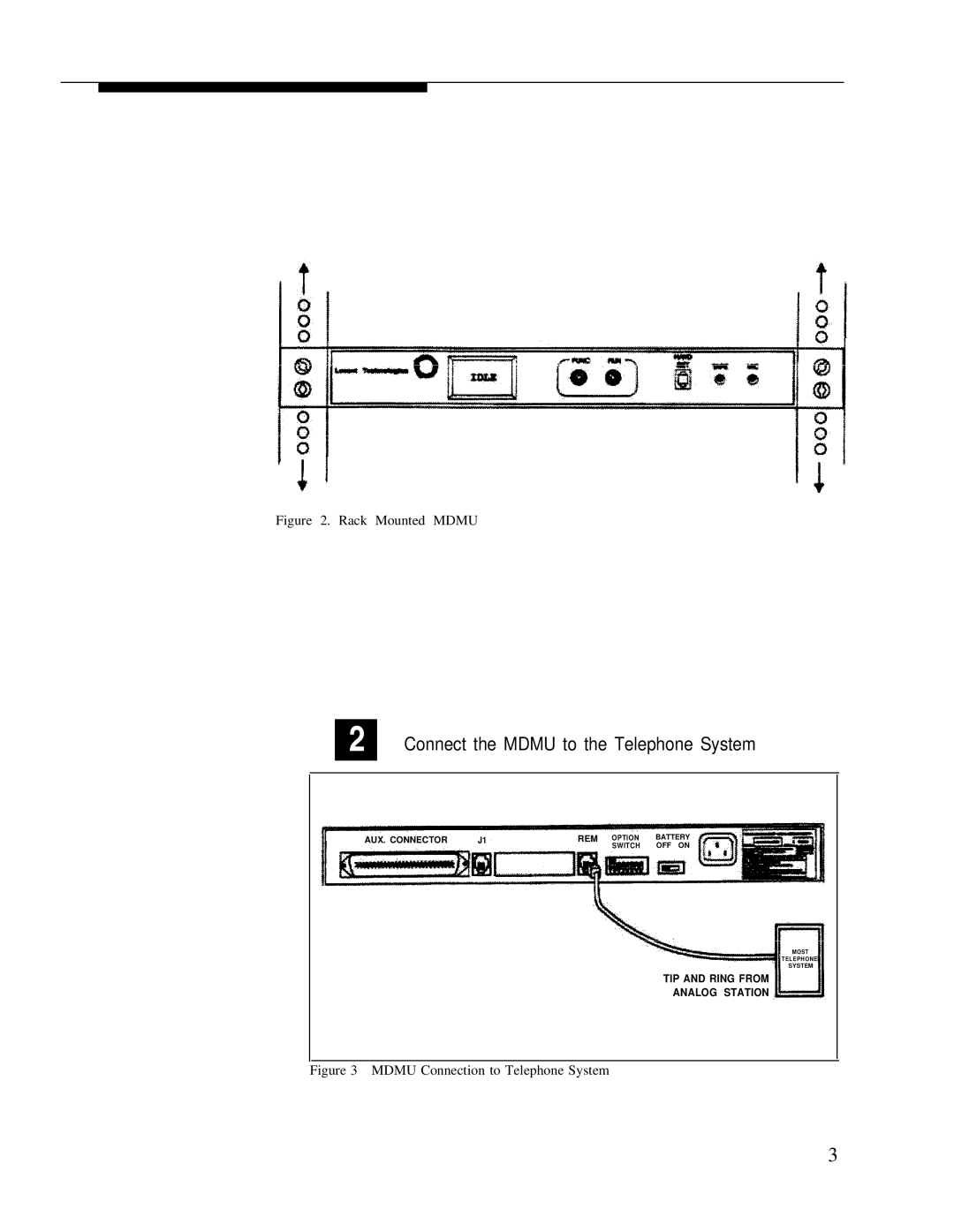 Bogen LUMDMU manual Connect the Mdmu to the Telephone System, Rack Mounted Mdmu 