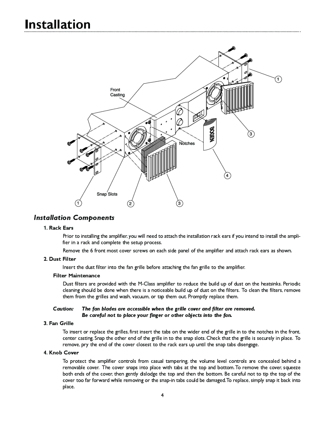 Bogen M300 manual Installation Components 