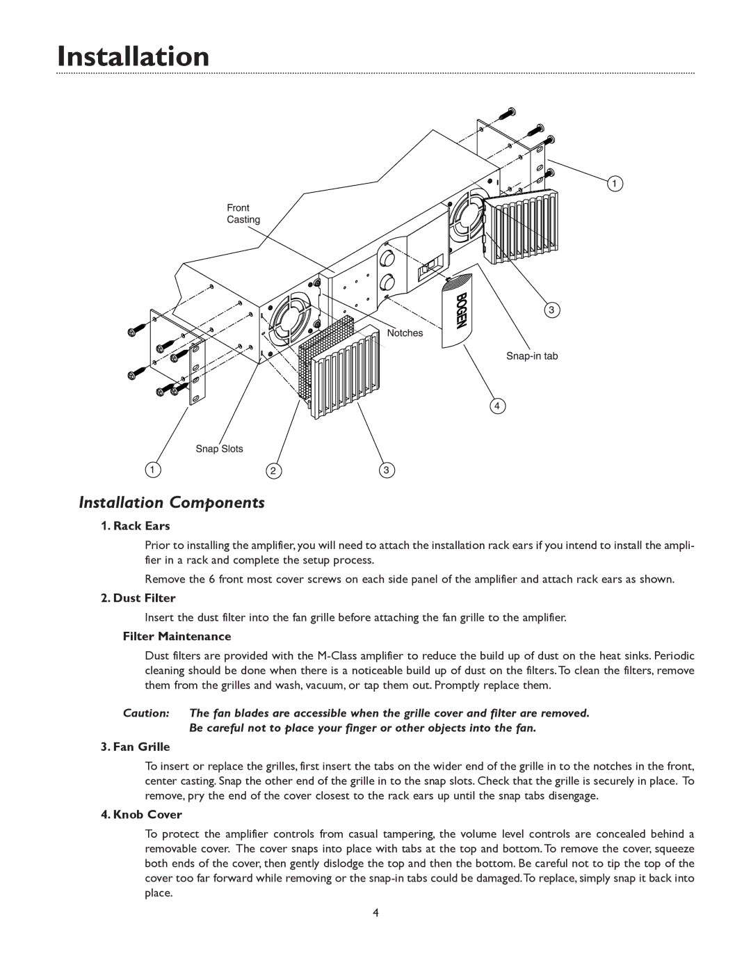 Bogen BOGEN M300, M450, M600 manual Installation Components 