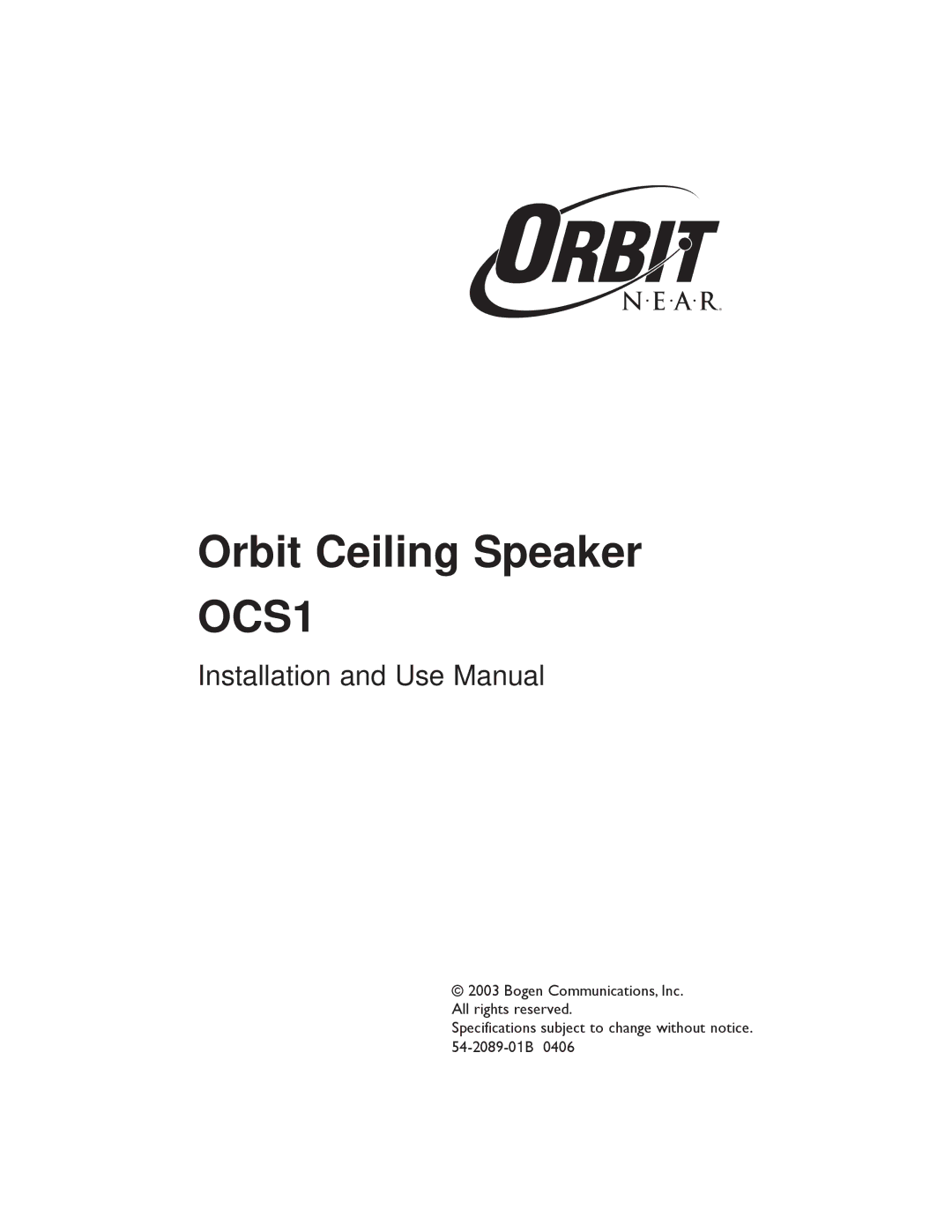 Bogen specifications Orbit Ceiling Speaker OCS1 