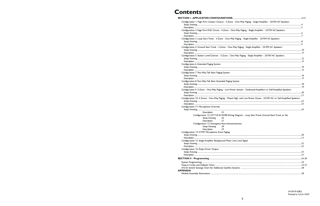 Bogen PCM2000 manual Contents 