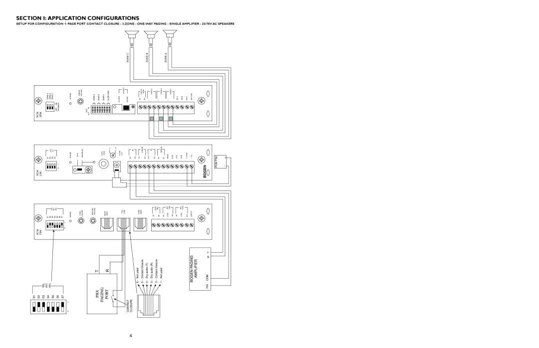 Bogen PCM2000 manual Application, Configurations, Port, Bogen Paging Amplifier, Section I Setup For Configuration 