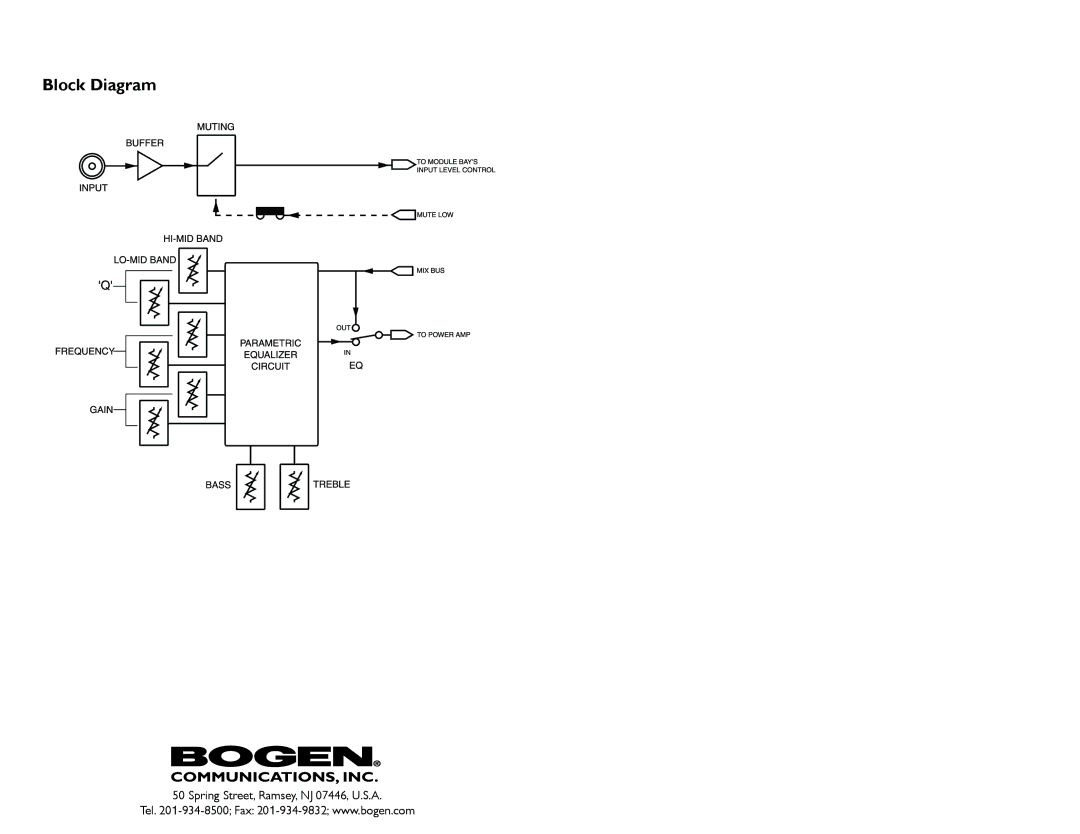 Bogen PEQ1R specifications Block Diagram 