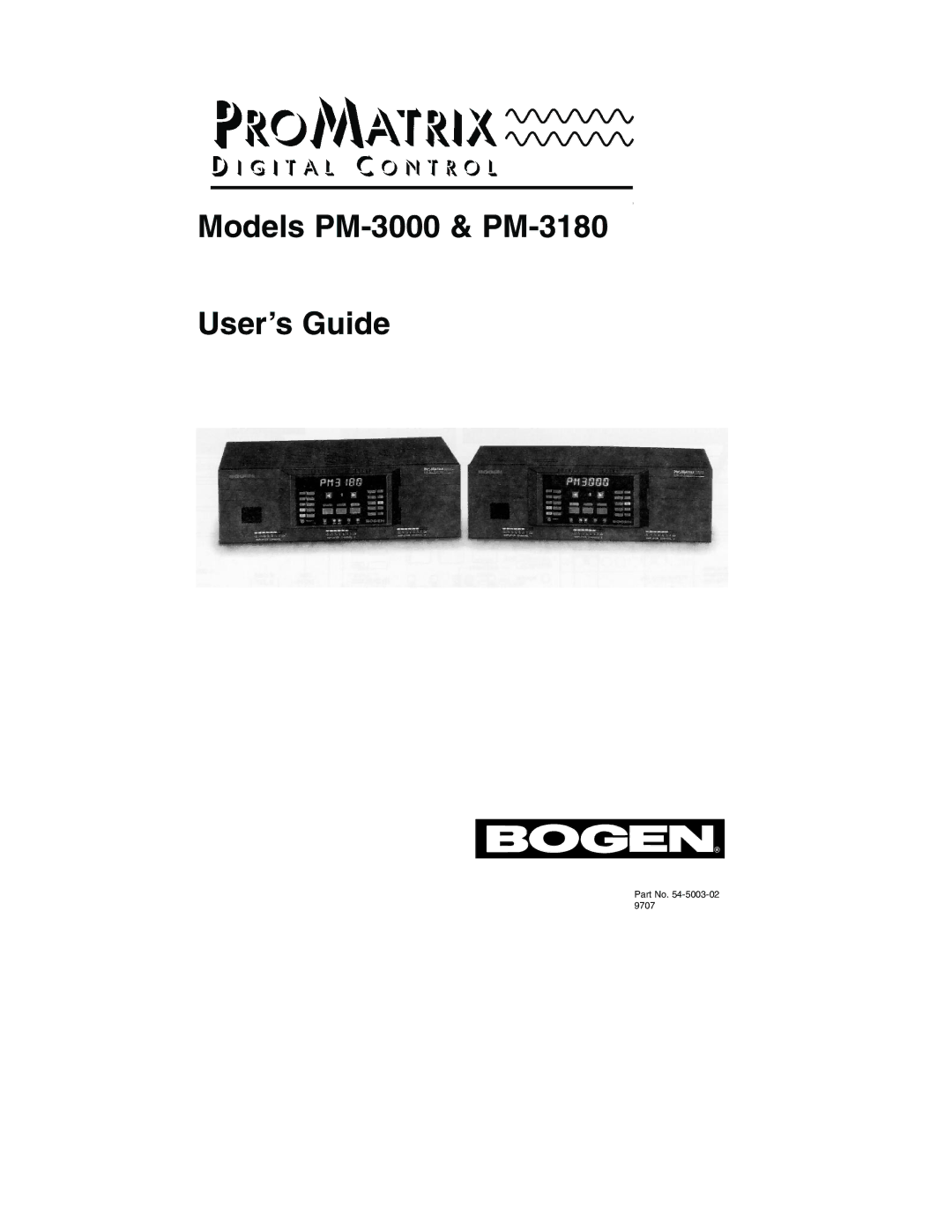 Bogen manual Models PM-3000 & PM-3180 User’s Guide 