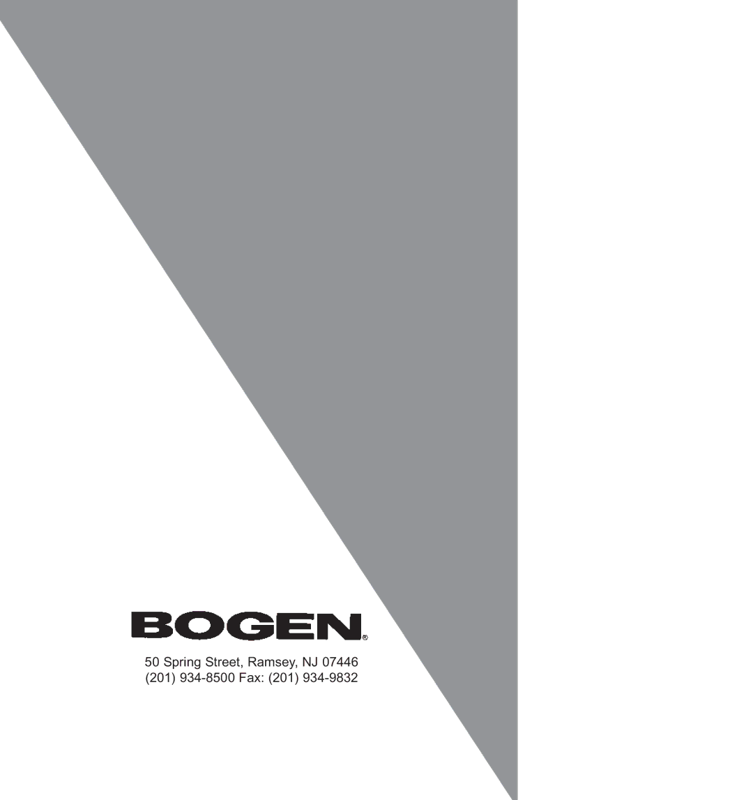 Bogen RM-350D manual Spring Street, Ramsey, NJ 201 934-8500 Fax 201 