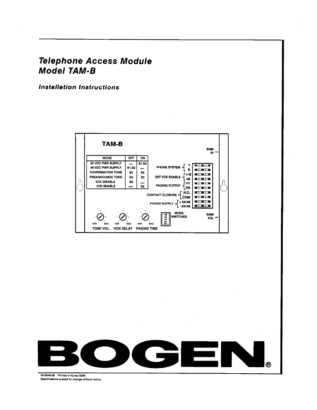 Bogen TAM-B manual 