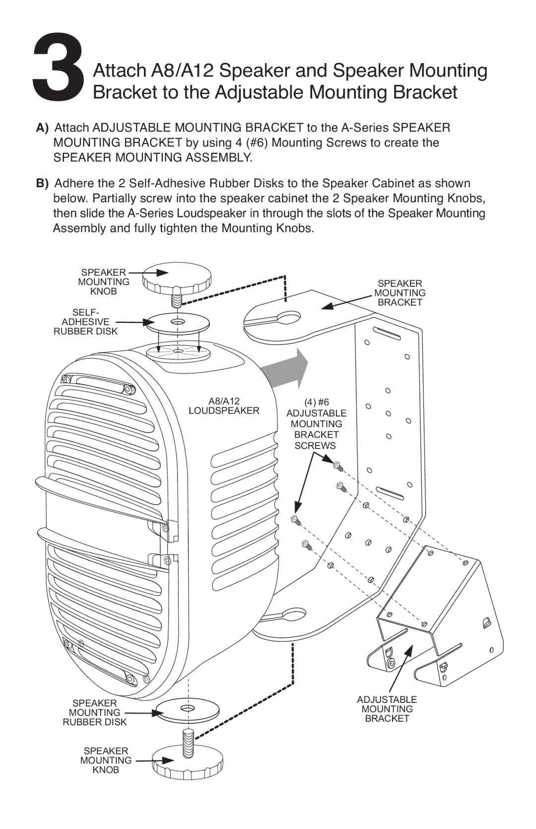 Bogen TMA812 specifications Speaker Mounting Assembly 