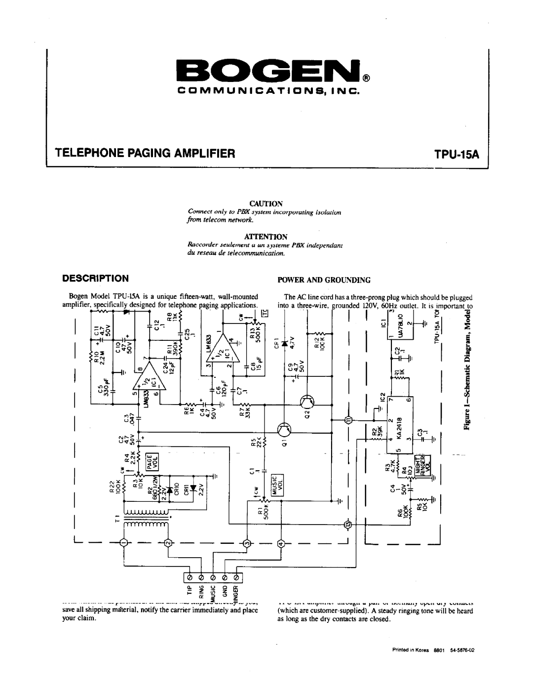 Bogen TPU-15A manual 