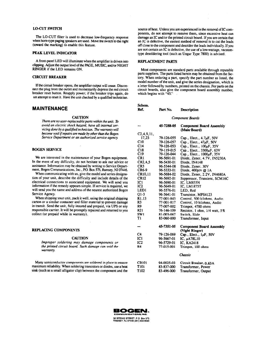 Bogen TPU-15A manual 