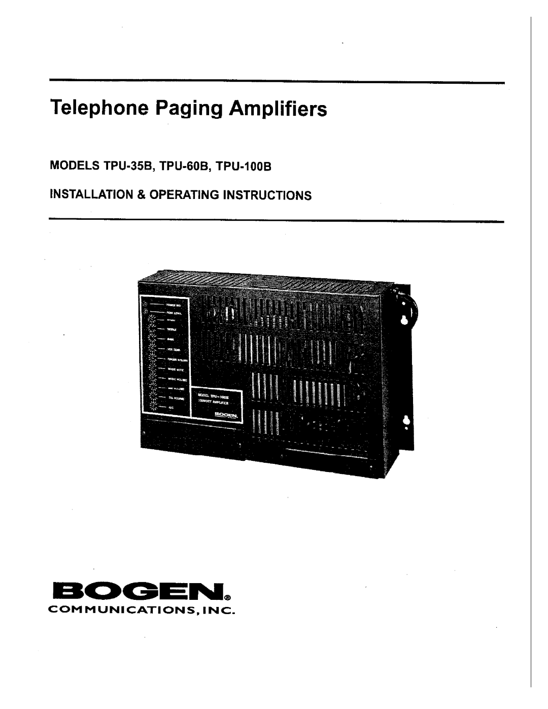 Bogen TPU-35B manual 