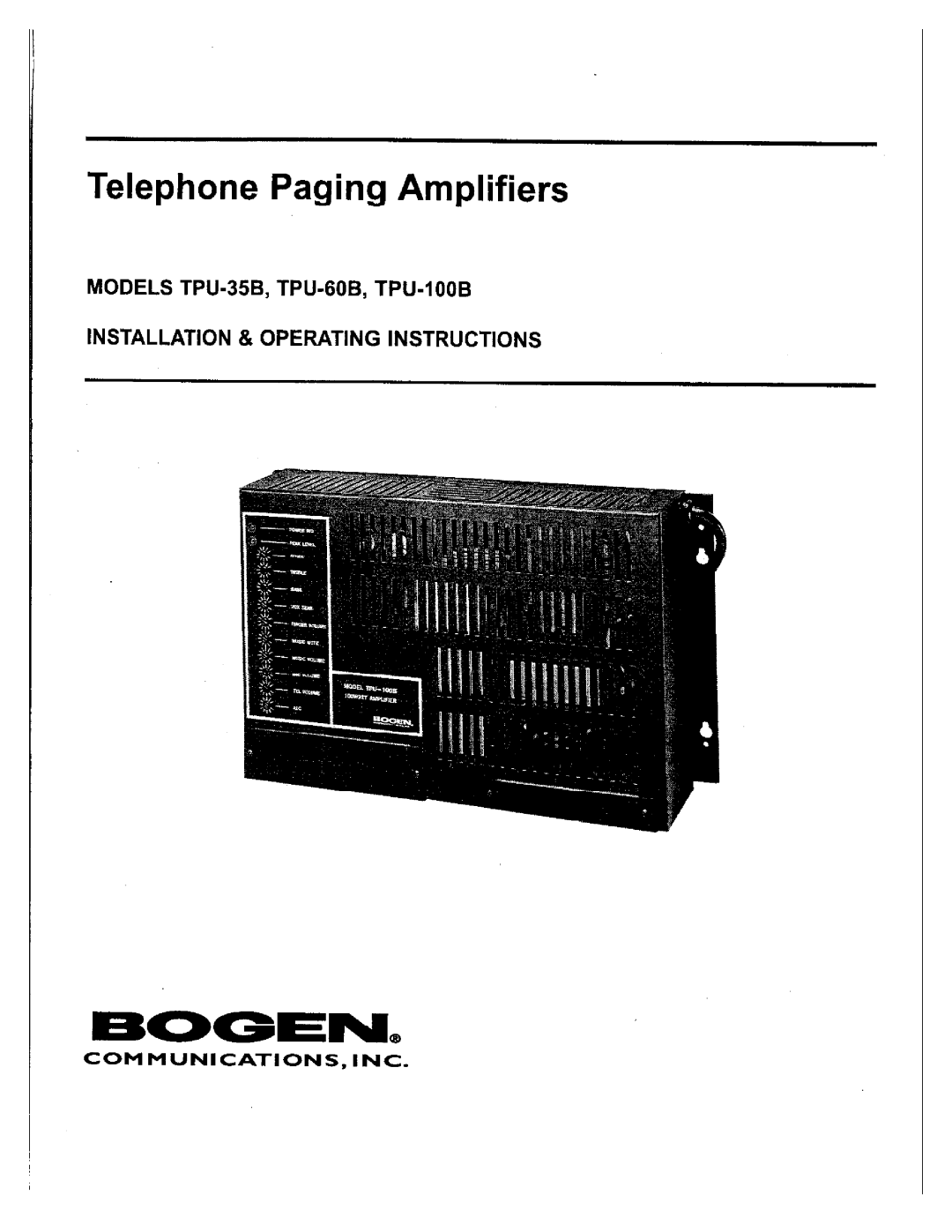 Bogen TPU-35B manual 