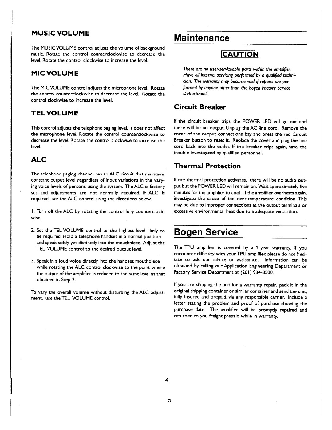 Bogen TPU-35B manual 