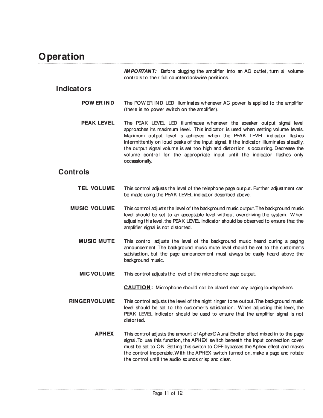 Bogen TPU250 manual Operation, Indicators, Controls 