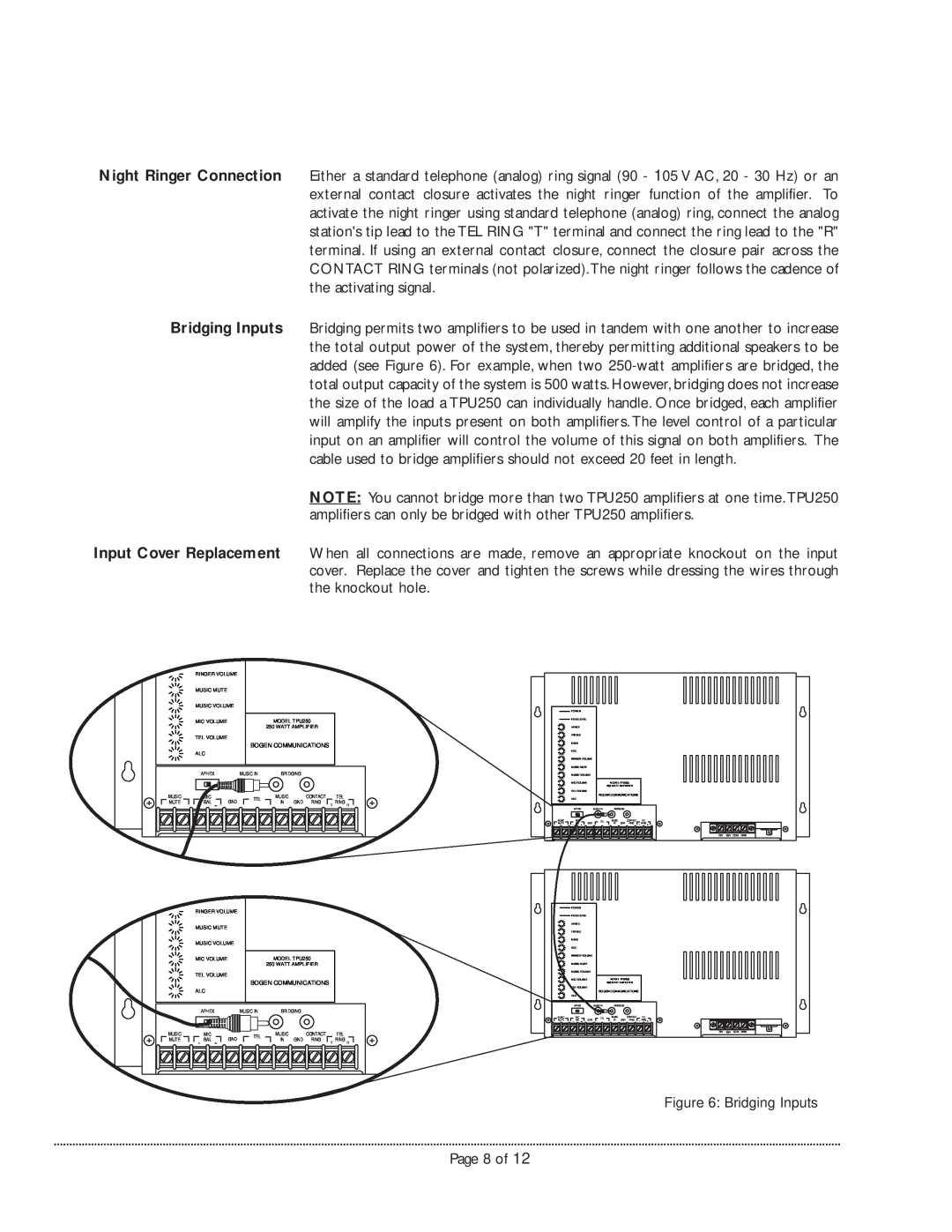 Bogen TPU250 manual Page 8 of 