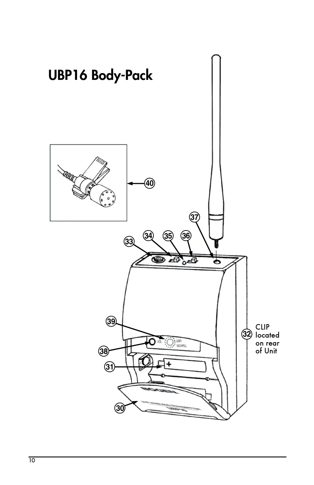 Bogen UDMS16HH, UDMS16BP instruction manual UBP16 Body-Pack 