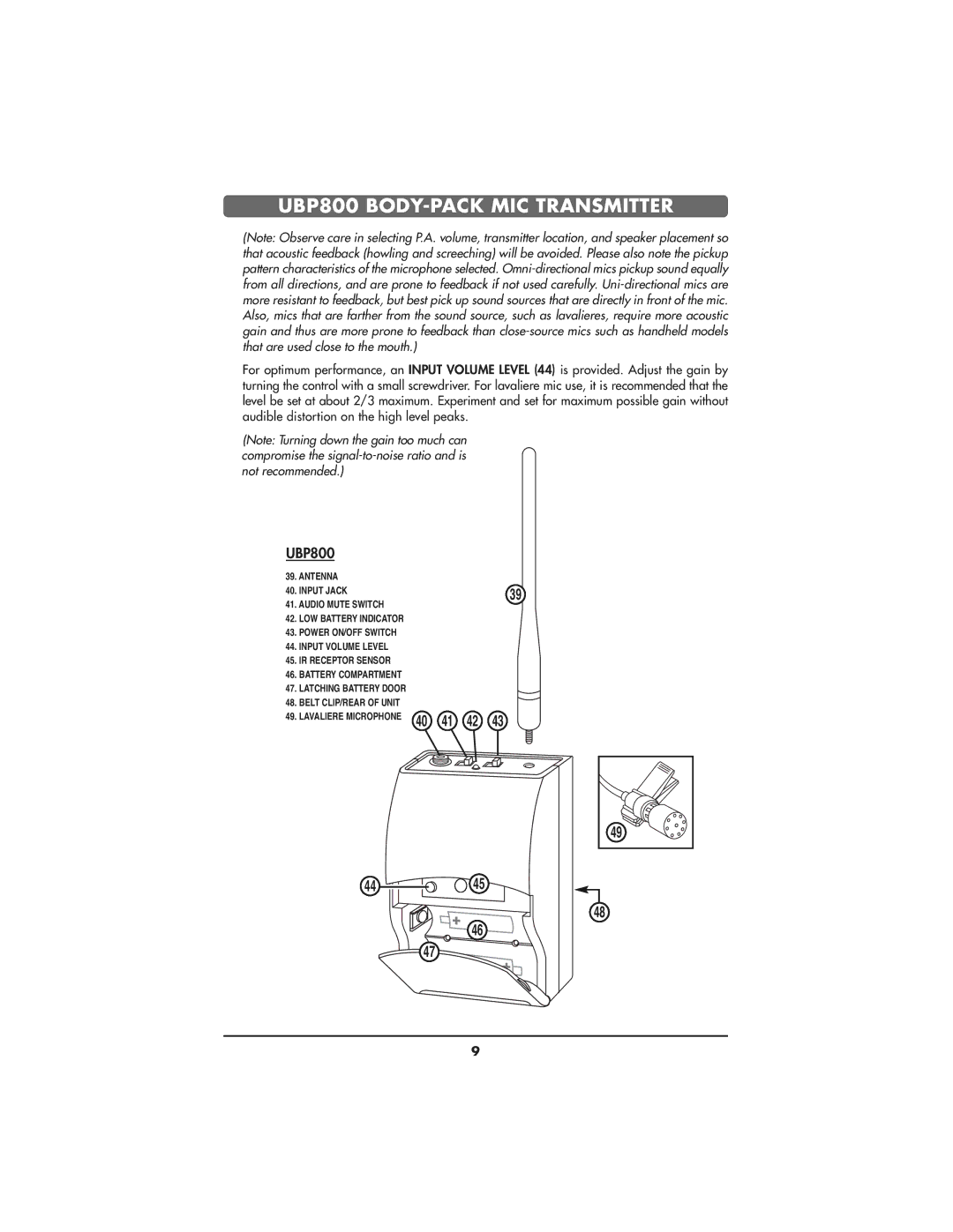 Bogen UDMS800BP, UDMS800HH instruction manual UBP800 