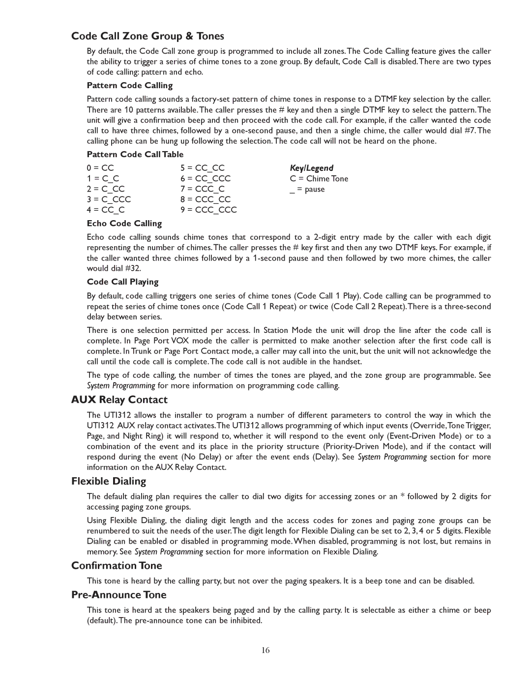 Bogen UTI312 Code Call Zone Group & Tones, AUX Relay Contact, Flexible Dialing, Confirmation Tone, Pre-Announce Tone 