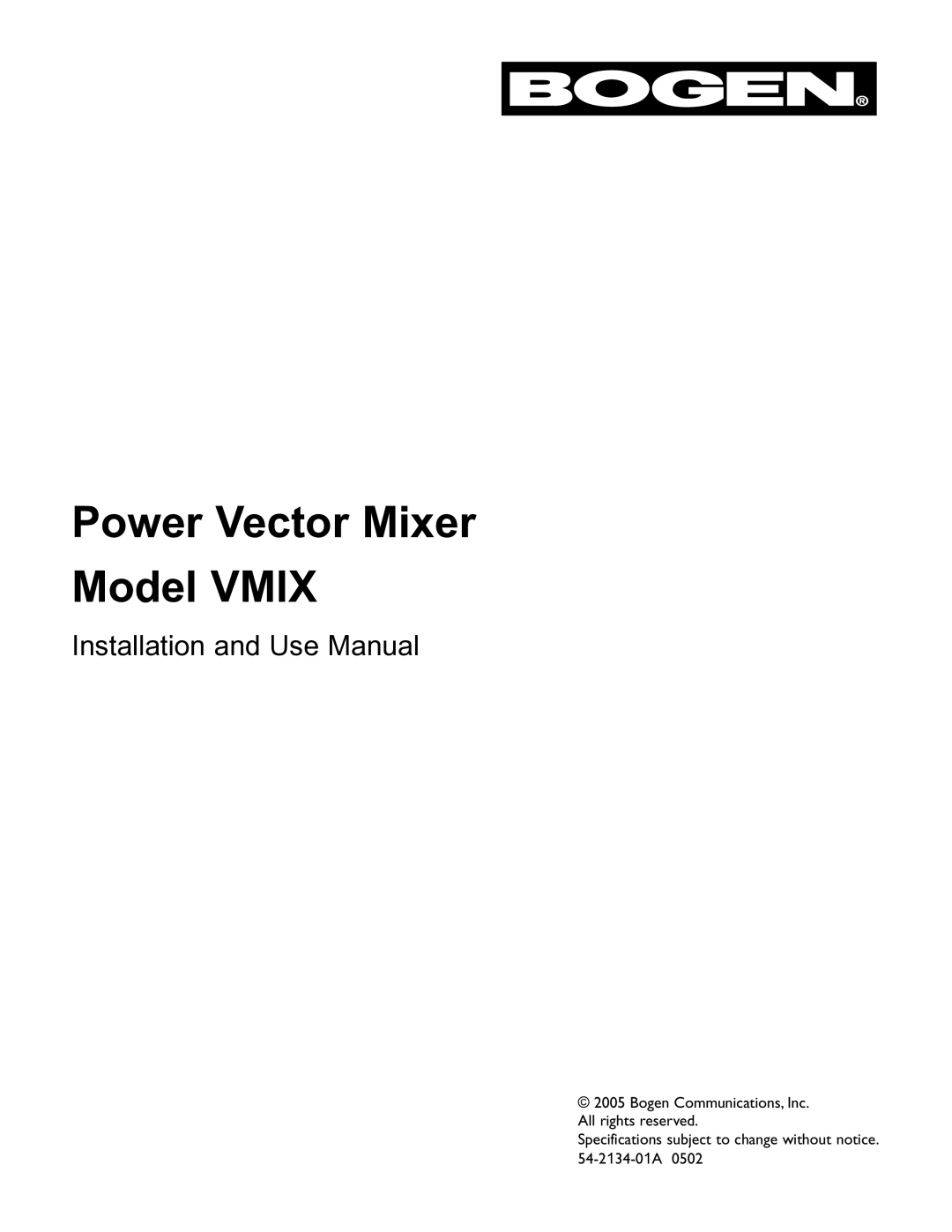 Bogen VMIX specifications Power Vector Mixer Model Vmix 