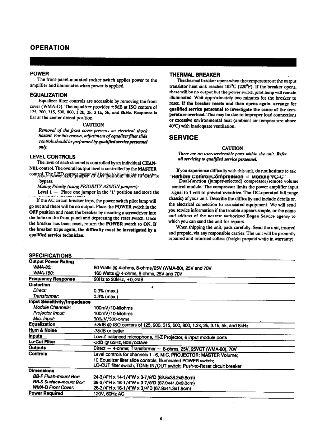 Bogen WMA80 manual 