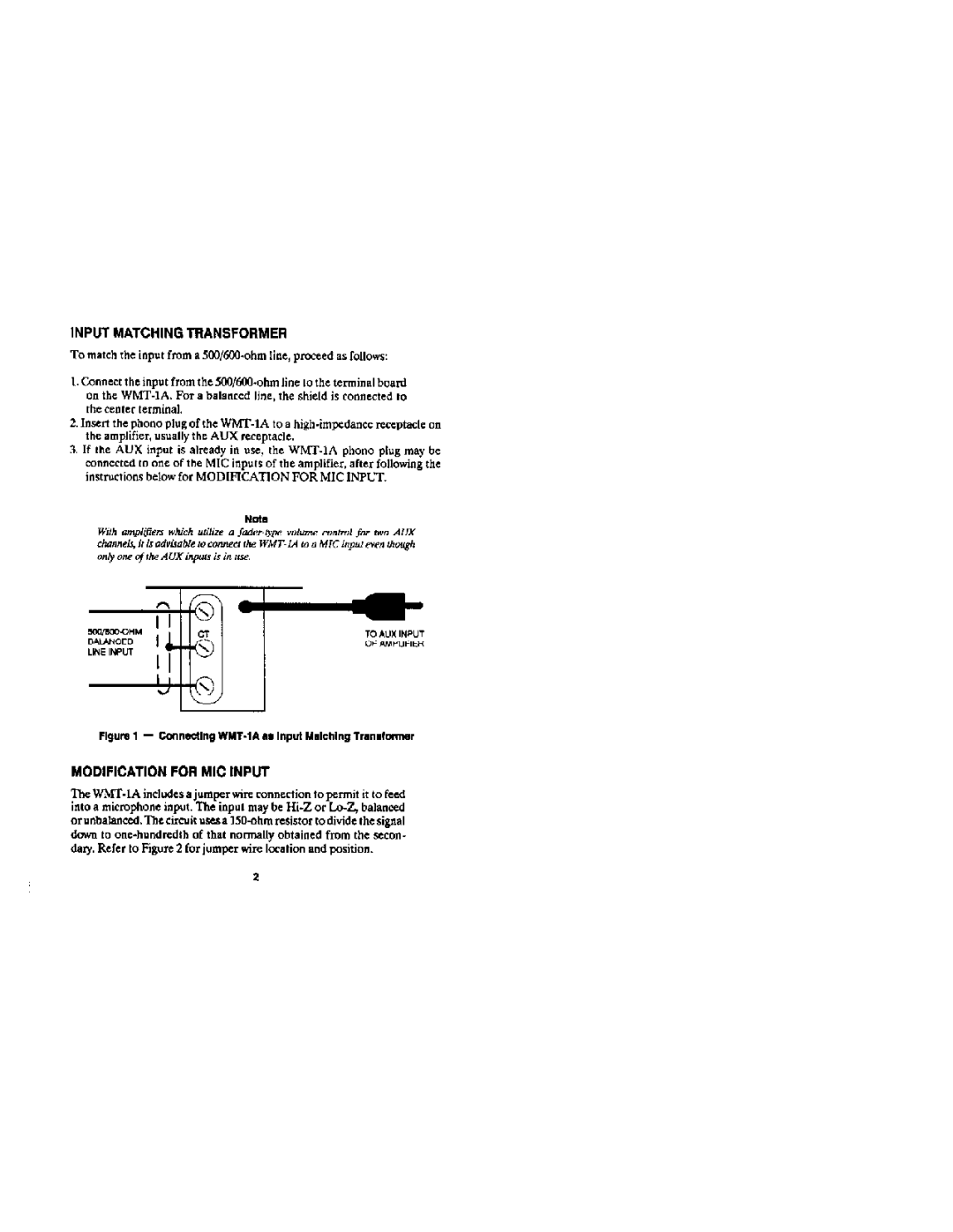 Bogen WMT-1A manual 