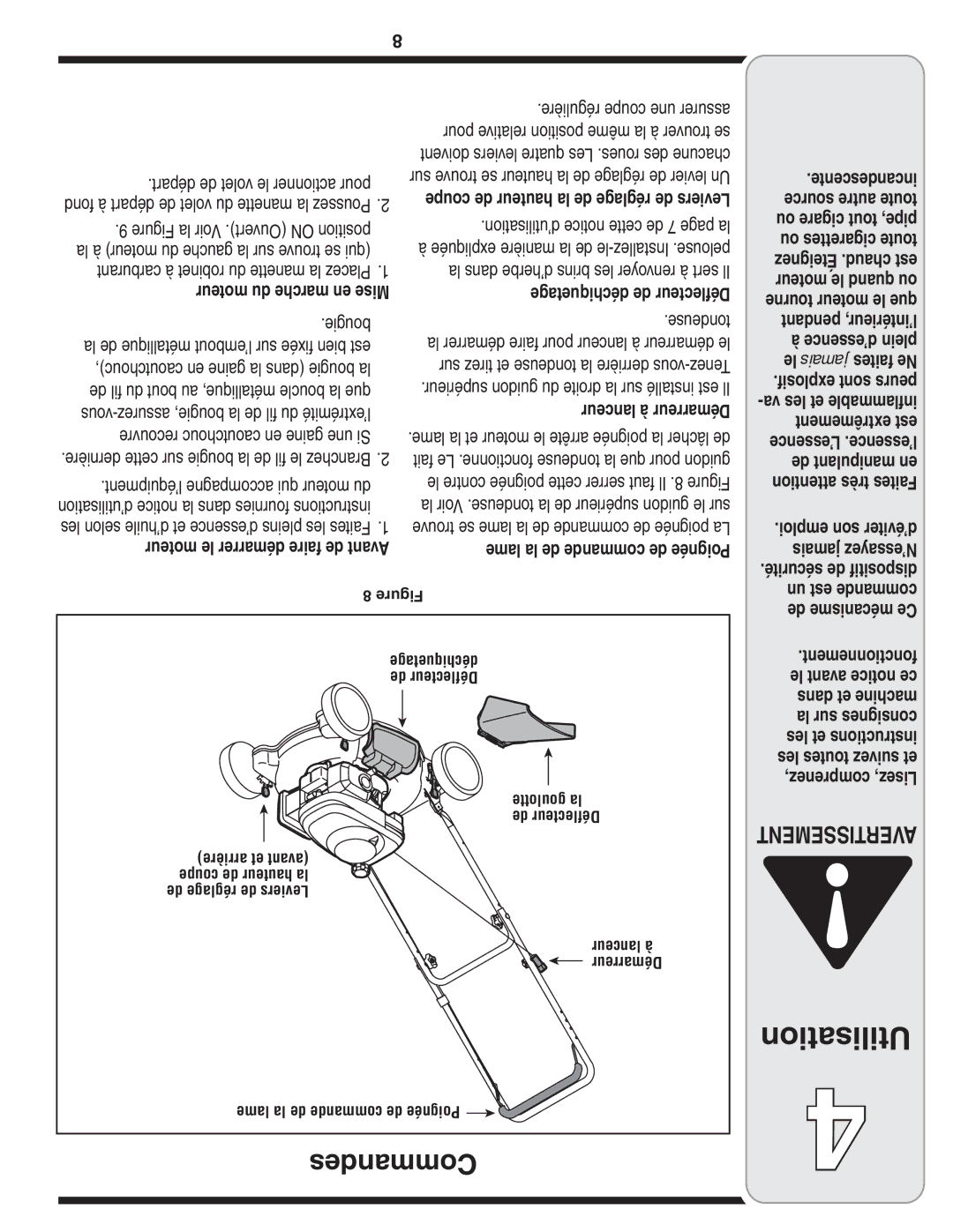 Bolens 100 warranty Commandes, Bougie Tondeuse, Régulière coupe une assurer, Lanceur à Démarreur 