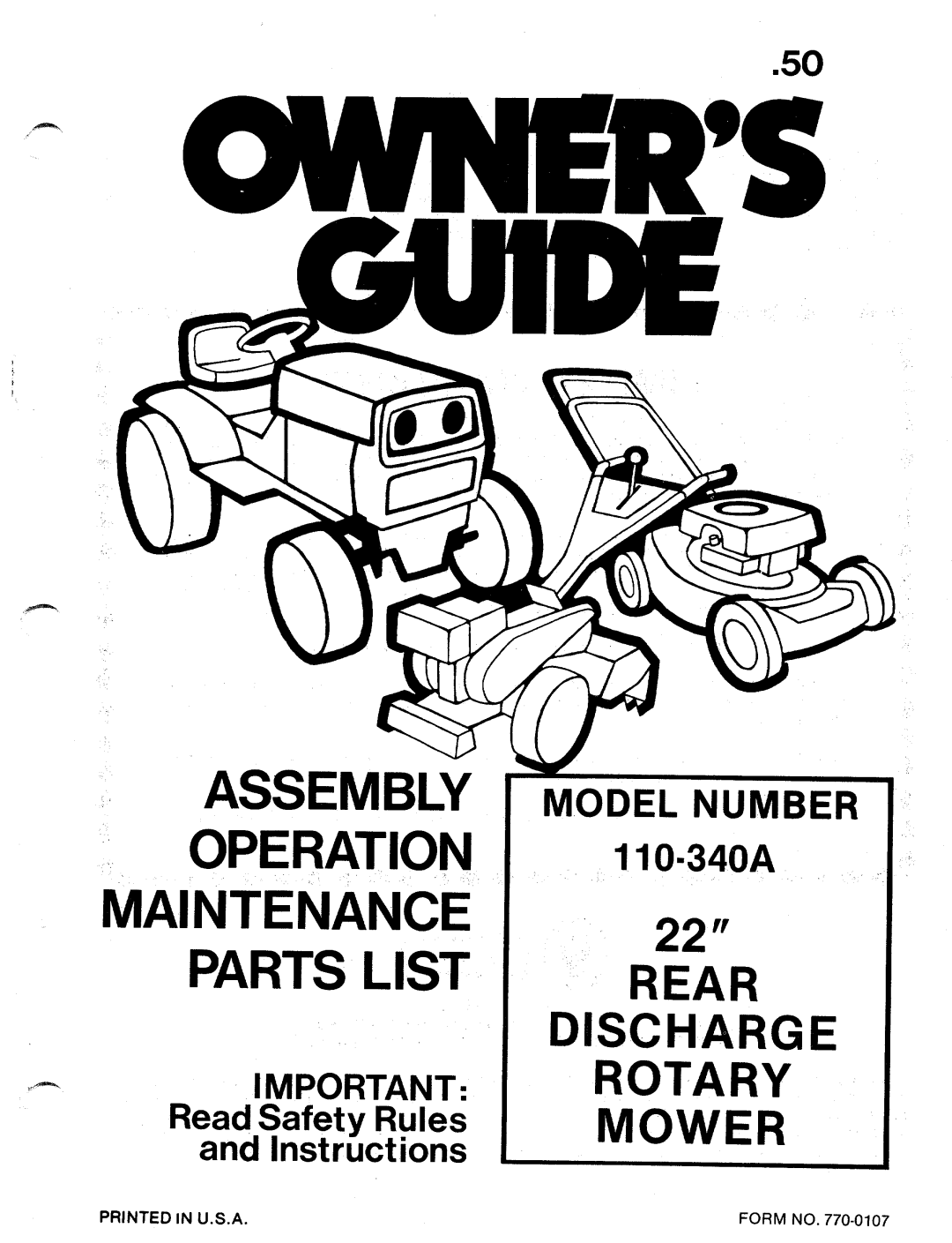 Bolens 101-340A manual 