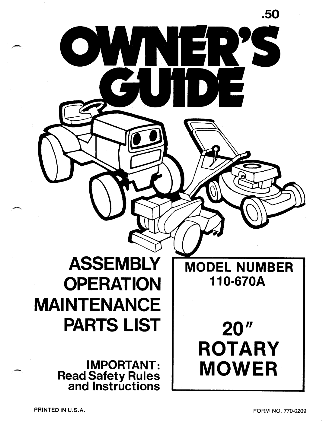 Bolens 110-670A manual 