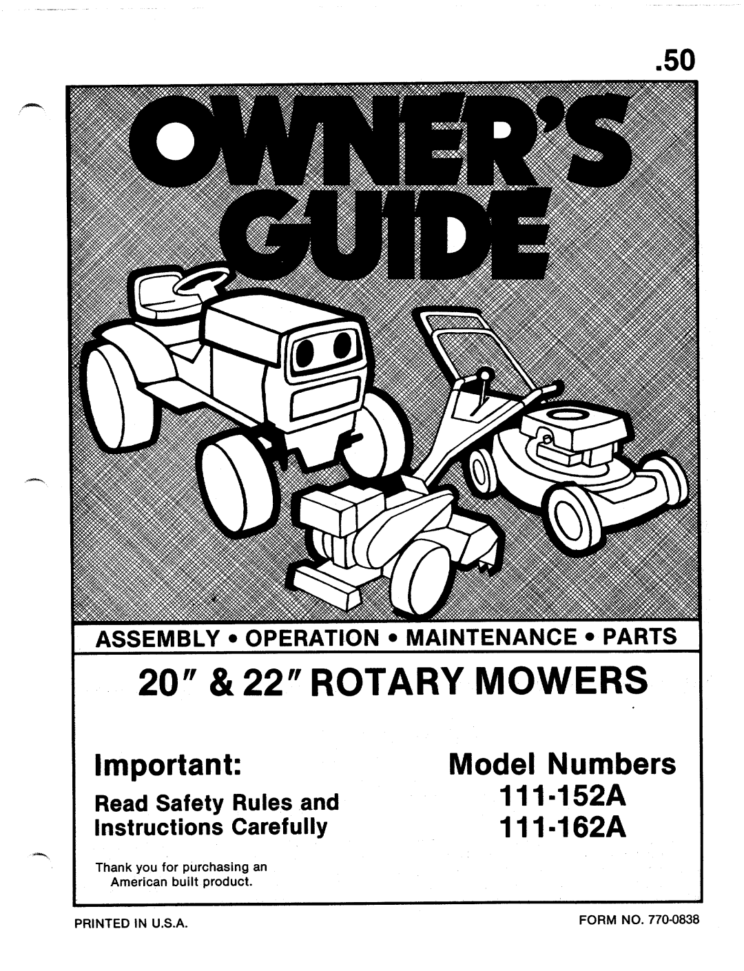 Bolens 111-162A, 111-152A manual 