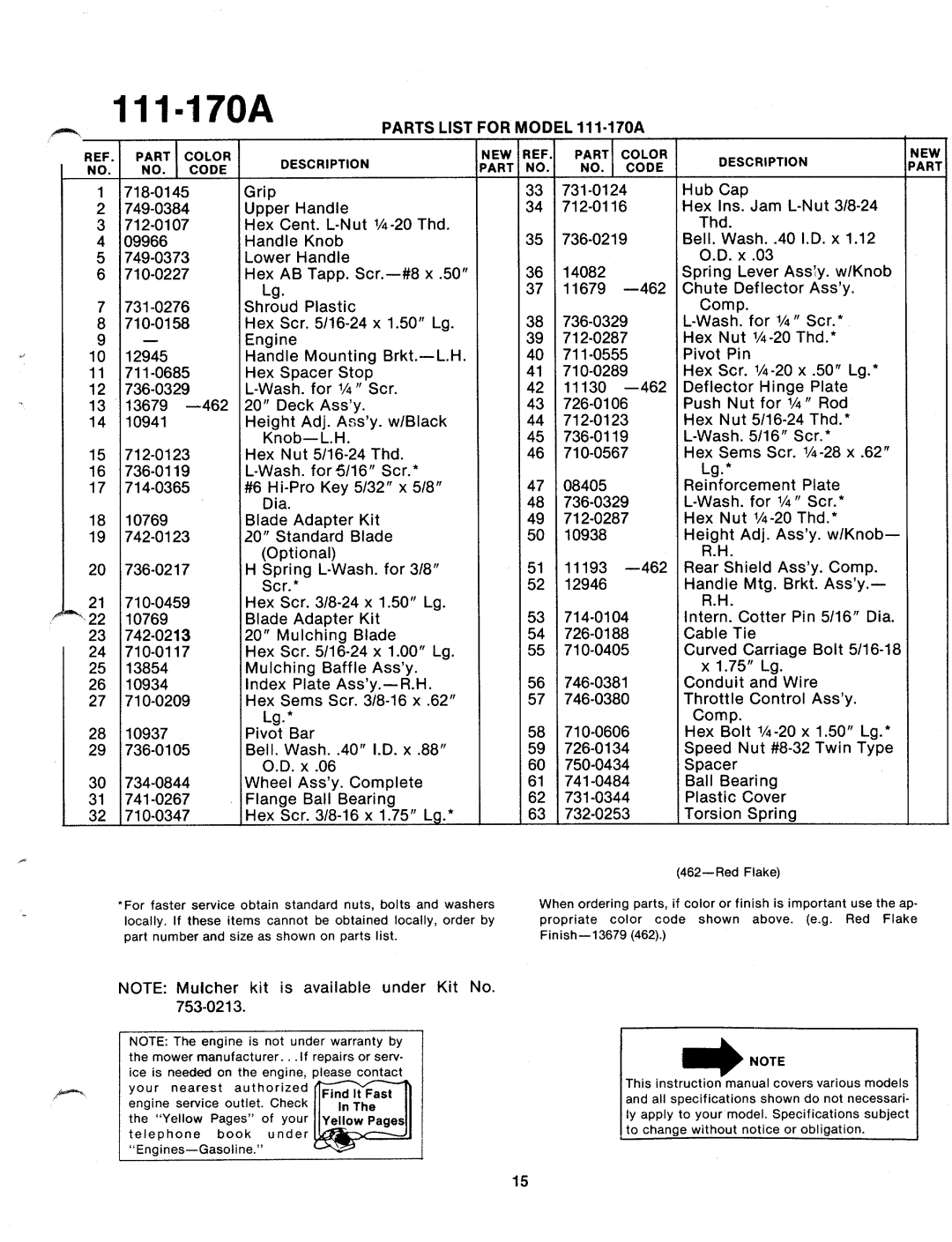 Bolens 112-170A manual 