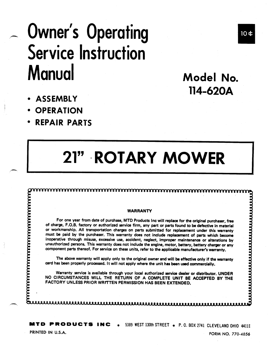 Bolens 114-620A manual 
